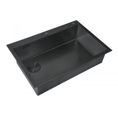 Кухонная мойка Zorg LUX 7551-L GRAFIT, 75 см, нержавеющая сталь, PVD, выпуск слева, графит