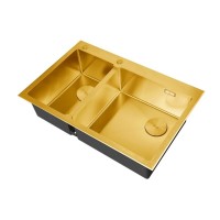 Кухонная мойка Zorg LUX 78-2-51-L BRONZE/LUX 78-2-51-R BRONZE, 78 см, нержавеющая сталь, цвет бронза, основная чаша слева/справа
