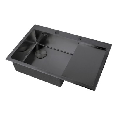 Кухонная мойка Zorg LUX 7851-L GRAFIT/LUX 7851-R GRAFIT, 78 см, нержавеющая сталь, с PVD покрытием, цвет графит, чаша слева/справа