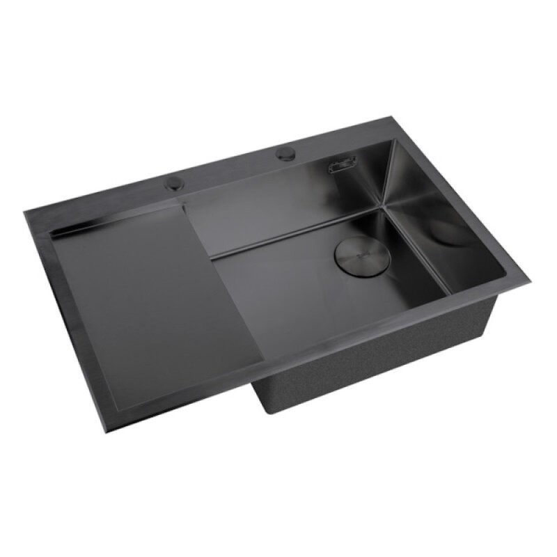 Кухонная мойка Zorg LUX 7851-L GRAFIT/LUX 7851-R GRAFIT, 78 см, нержавеющая сталь, с PVD покрытием, цвет графит, чаша слева/справа