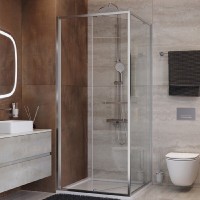 Душевой уголок Cezares LUX-A-FS-1-80-C-CR, 80 х 80 см, стекло прозрачное, профиль хром