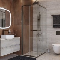 Душевой уголок Cezares LUX-A-FS-1-80-C-GM, 80 х 80 см, стекло прозрачное, профиль оружейная сталь
