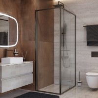 Душевой уголок Cezares LUX-A-FS-1-80-C-GM, 80 х 80 см, стекло прозрачное, профиль оружейная сталь