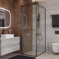 Душевой уголок Cezares LUX-A-FS-1-80-C-GM, 80 х 80 см, стекло прозрачное, профиль оружейная сталь