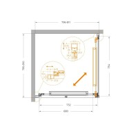 Душевой уголок Cezares LUX-A-FS-1-80-C-GM, 80 х 80 см, стекло прозрачное, профиль оружейная сталь