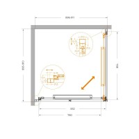 Душевой уголок Cezares LUX-A-FS-1-90-C-GM, 90 х 90 см, стекло прозрачное, профиль оружейная сталь