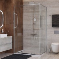 Душевой уголок Cezares LUX-A-FS-11-100-C-CR, 110 х 100 см, стекло прозрачное, профиль хром