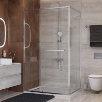 Душевой уголок Cezares LUX-A-FS-11-100-C-CR, 110 х 100 см, стекло прозрачное, профиль хром