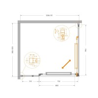 Душевой уголок Cezares LUX-A-FS-11-100-C-GM, 110 х 100 см, стекло прозрачное, профиль оружейная сталь
