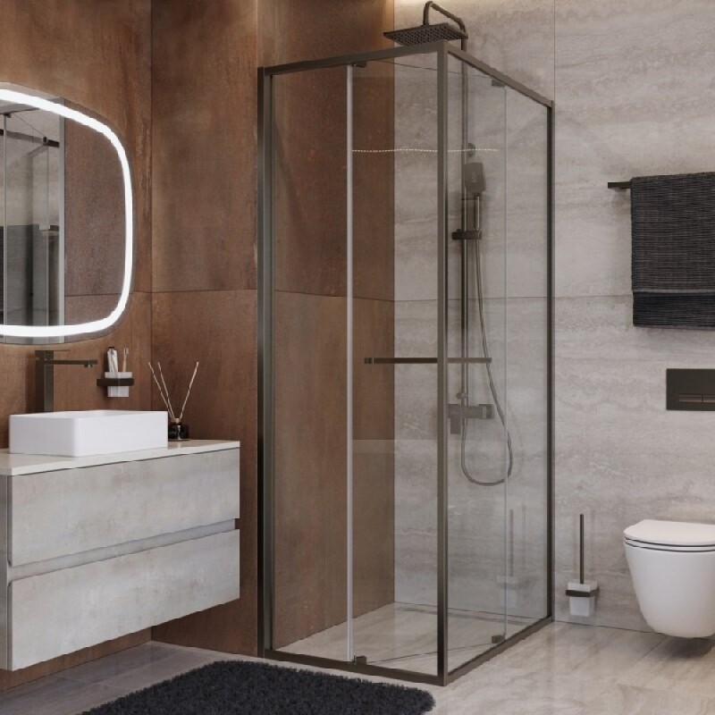 Душевой уголок Cezares LUX-AH-FS-1-70/100-C-GM, 70 х 100 см, стекло прозрачное, профиль оружейная сталь
