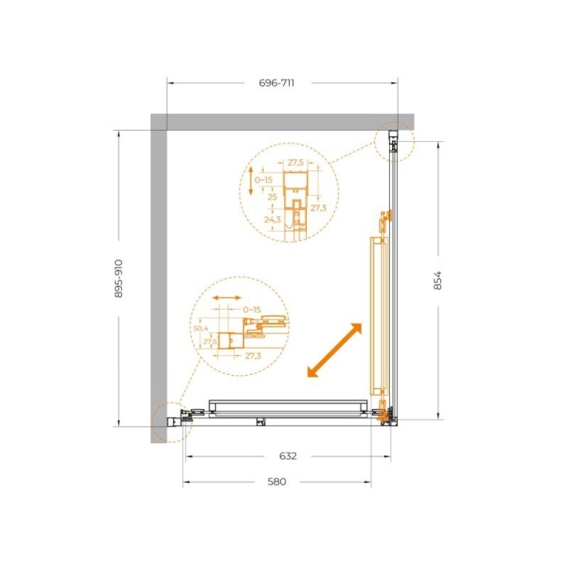 Душевой уголок Cezares LUX-AH-FS-1-70/90-C-GM, 70 х 90 см, стекло прозрачное, профиль оружейная сталь