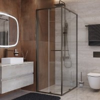 Душевой уголок Cezares LUX-AH-FS-1-80/100-C-GM, 80 х 100 см, стекло прозрачное, профиль оружейная сталь