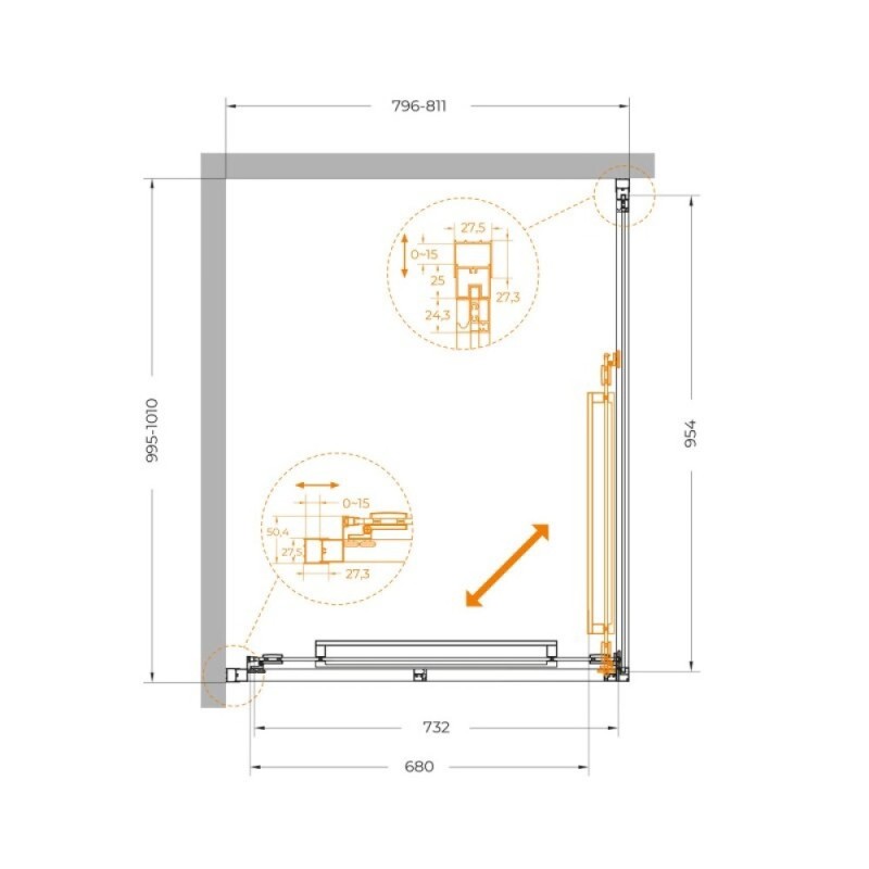 Душевой уголок Cezares LUX-AH-FS-1-80/100-C-GM, 80 х 100 см, стекло прозрачное, профиль оружейная сталь