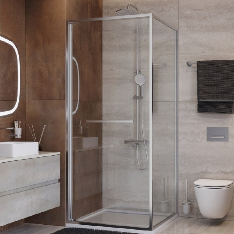 Душевой уголок Cezares LUX-AH-FS-1-90/100-C-CR, 90 х 100 см, стекло прозрачное, профиль хром