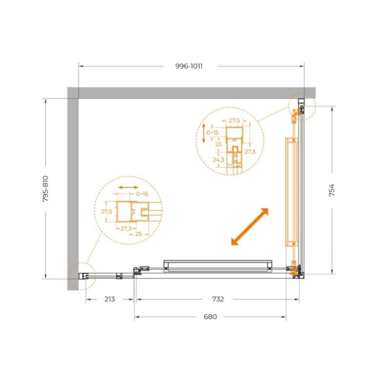Душевой уголок Cezares LUX-AH-FS-11-100/80-C-CR, 100 х 80 см, стекло прозрачное, профиль хром