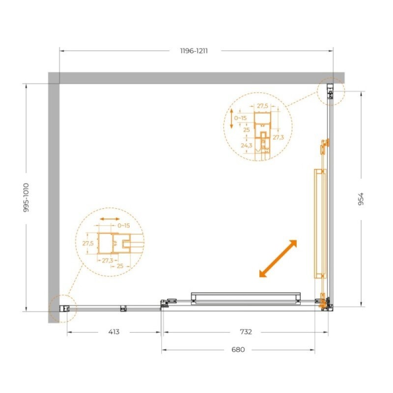 Душевой уголок Cezares LUX-AH-FS-11-120/100-C-CR, 120 х 100 см, стекло прозрачное, профиль хром