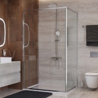 Душевой уголок Cezares LUX-AH-FS-11-120/100-C-CR, 120 х 100 см, стекло прозрачное, профиль хром