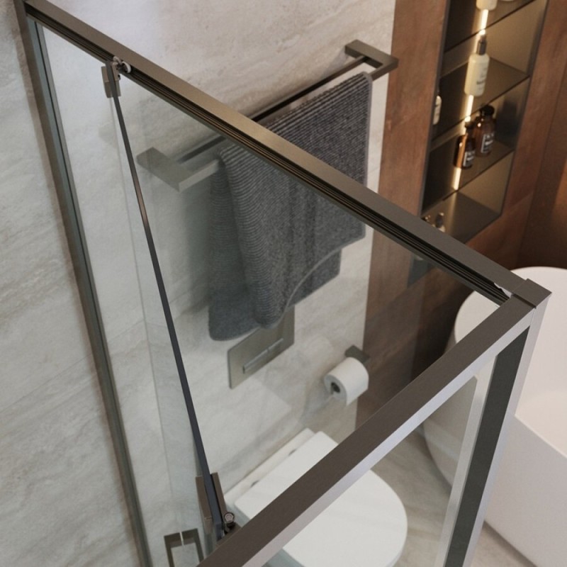 Душевой уголок Cezares LUX-AH-FS-11-120/100-C-GM, 120 х 100 см, стекло прозрачное, профиль оружейная сталь