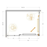 Душевой уголок Cezares LUX-AH-FS-11-120/90-C-BORO, 120 х 90 см, стекло прозрачное, профиль брашированное золото