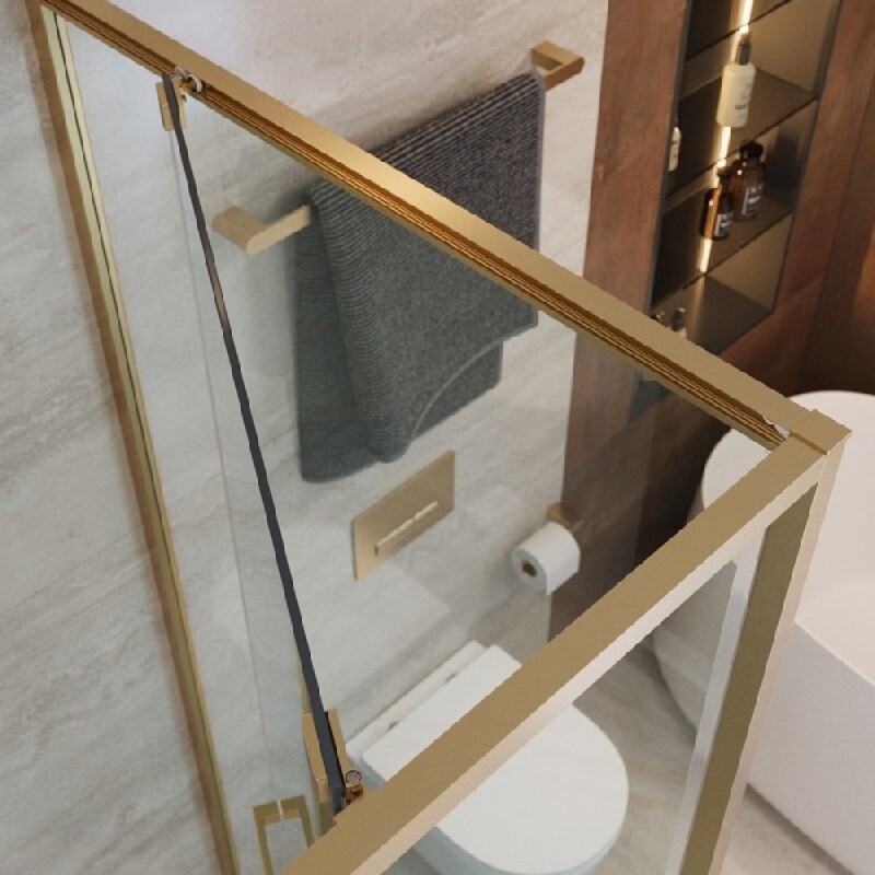 Душевой уголок Cezares LUX-AH-FS-11-120/90-C-BORO, 120 х 90 см, стекло прозрачное, профиль брашированное золото