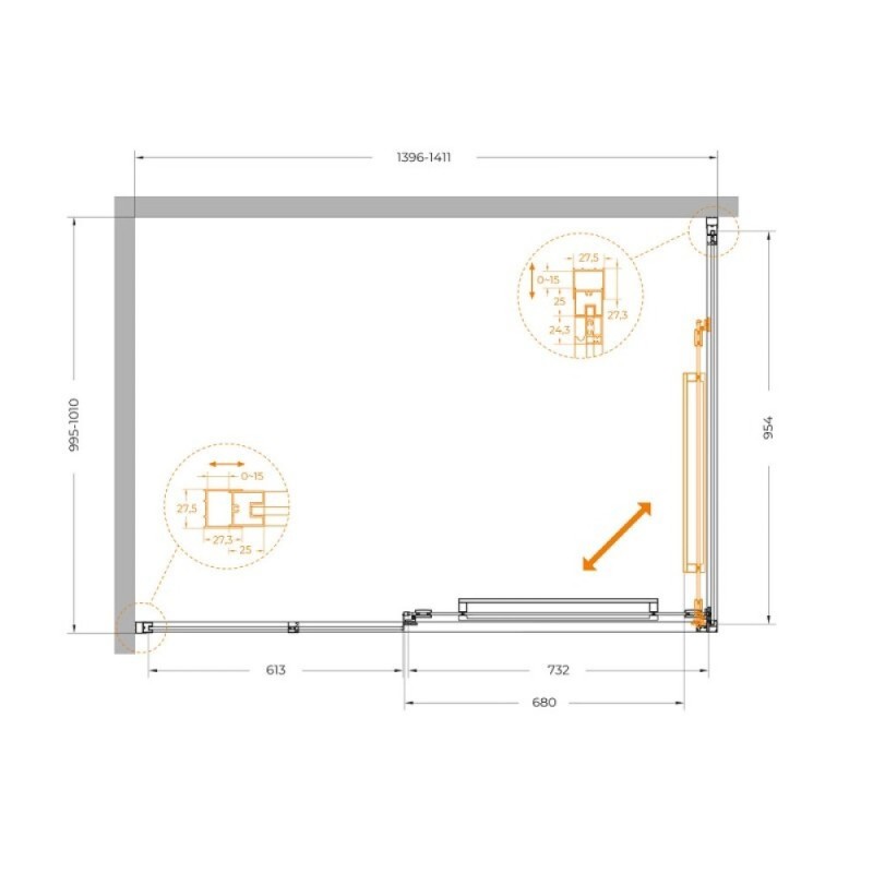 Душевой уголок Cezares LUX-AH-FS-11-140/100-C-CR, 140 х 100 см, стекло прозрачное, профиль хром