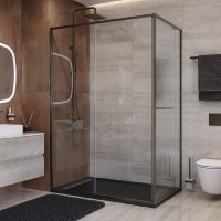 Душевой уголок Cezares LUX-AH-FS-11-140/100-C-GM, 140 х 100 см, стекло прозрачное, профиль оружейная сталь