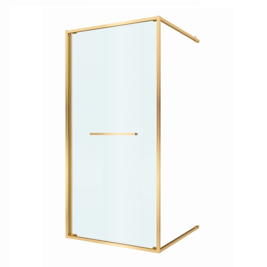 Душевая дверь Cezares LUX-B-FS-1-100-C-BORO, 100 см, стекло прозрачное, профиль брашированное золото