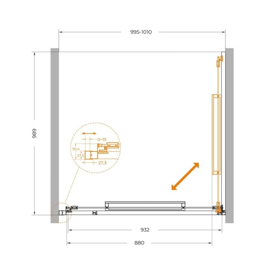 Душевая дверь Cezares LUX-B-FS-1-100-C-GM, 100 см, стекло прозрачное, профиль оружейная сталь
