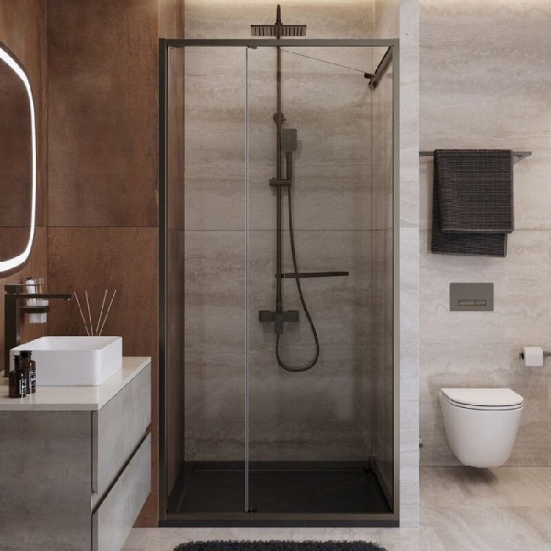 Душевая дверь Cezares LUX-B-FS-1-100-C-GM, 100 см, стекло прозрачное, профиль оружейная сталь
