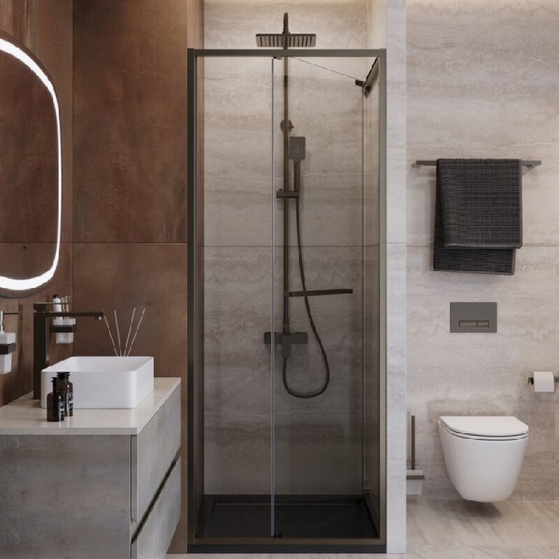 Душевая дверь Cezares LUX-B-FS-1-70-C-GM, 70 см, стекло прозрачное, профиль оружейная сталь