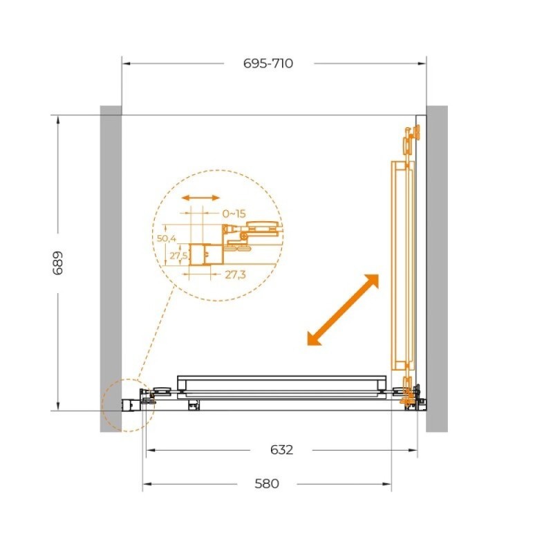 Душевая дверь Cezares LUX-B-FS-1-70-C-GM, 70 см, стекло прозрачное, профиль оружейная сталь