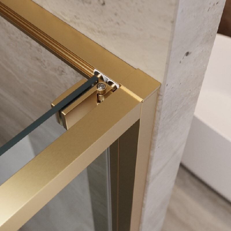 Душевая дверь Cezares LUX-B-FS-1-90-C-BORO, 90 см, стекло прозрачное, профиль брашированное золото