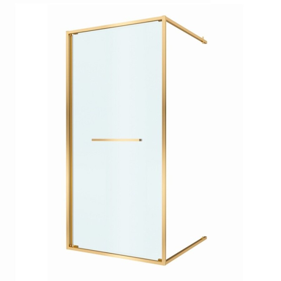 Душевая дверь Cezares LUX-B-FS-1-90-C-BORO, 90 см, стекло прозрачное, профиль брашированное золото