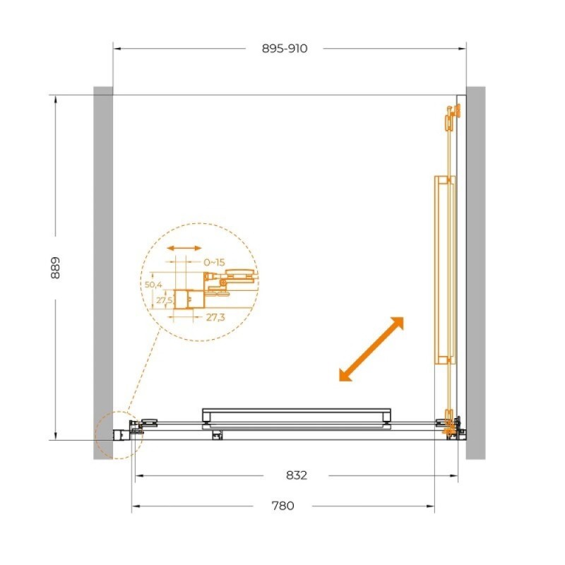 Душевая дверь Cezares LUX-B-FS-1-90-C-CR, 90 см, стекло прозрачное, профиль хром