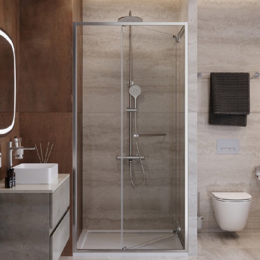 Душевая дверь Cezares LUX-B-FS-1-90-C-CR, 90 см, стекло прозрачное, профиль хром
