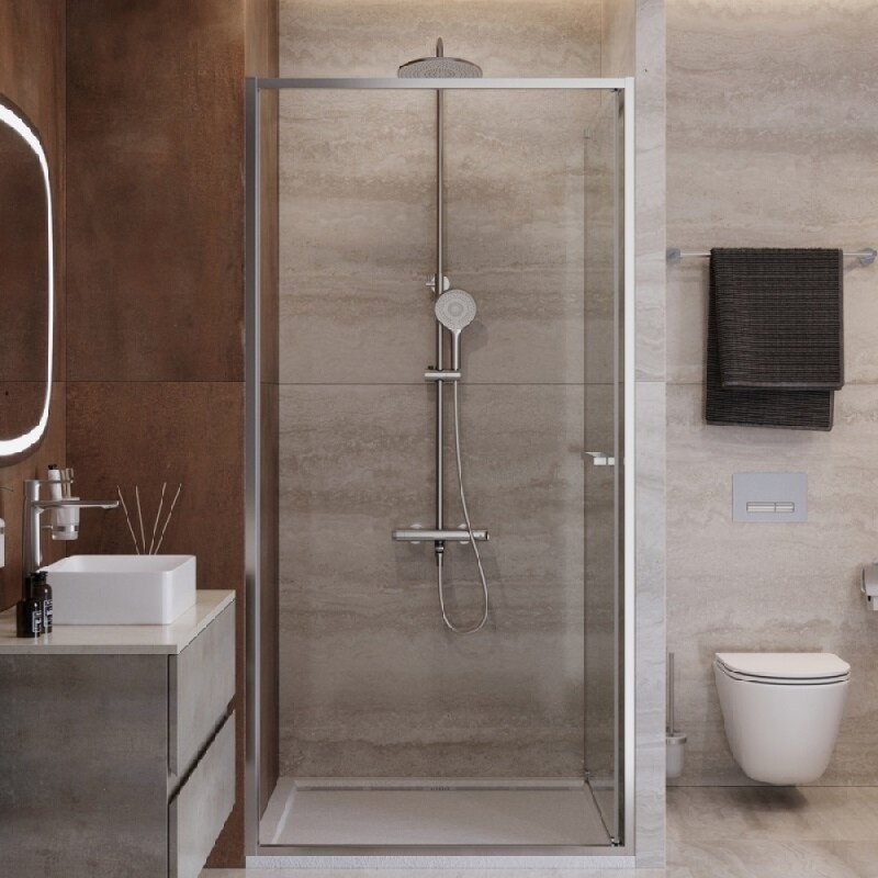 Душевая дверь Cezares LUX-B-FS-1-90-C-CR, 90 см, стекло прозрачное, профиль хром