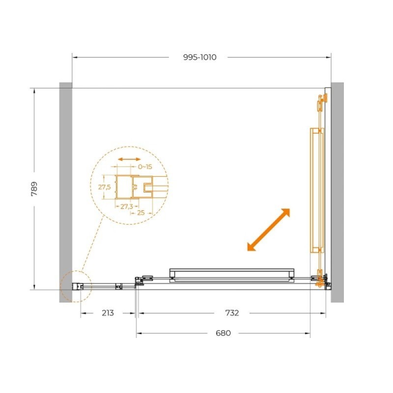 Душевая дверь Cezares LUX-B-FS-11-100-C-CR, 100 см, стекло прозрачное, профиль хром