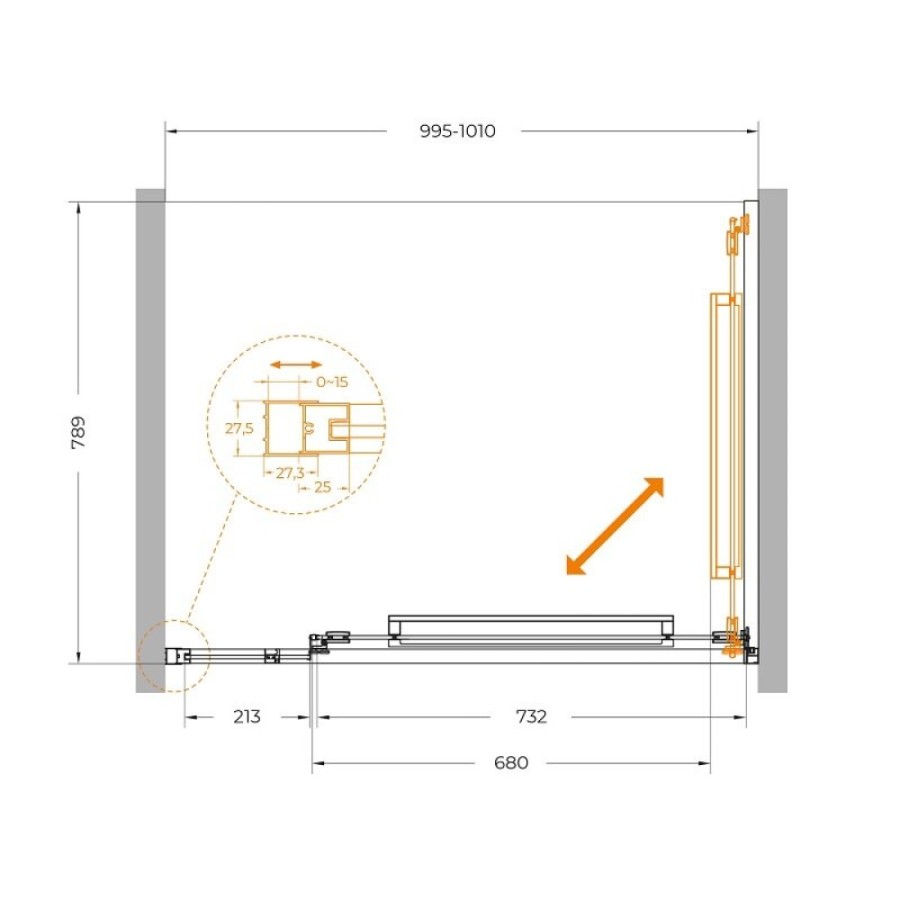 Душевая дверь Cezares LUX-B-FS-11-100-C-CR, 100 см, стекло прозрачное, профиль хром