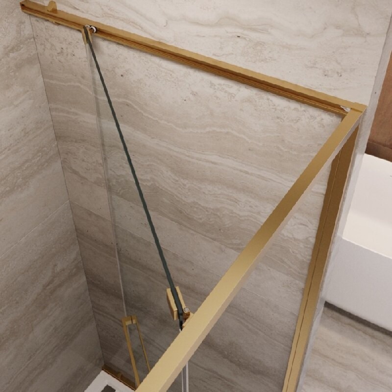 Душевая дверь Cezares LUX-B-FS-11-120-C-BORO, 120 см, стекло прозрачное, профиль брашированное золото