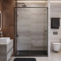 Душевая дверь Cezares LUX-B-FS-11-140-C-GM, 140 см, стекло прозрачное, профиль оружейная сталь