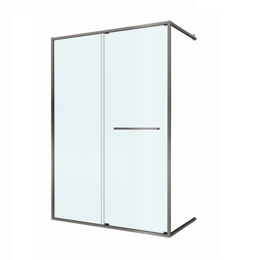 Душевая дверь Cezares LUX-B-FS-11-140-C-GM, 140 см, стекло прозрачное, профиль оружейная сталь