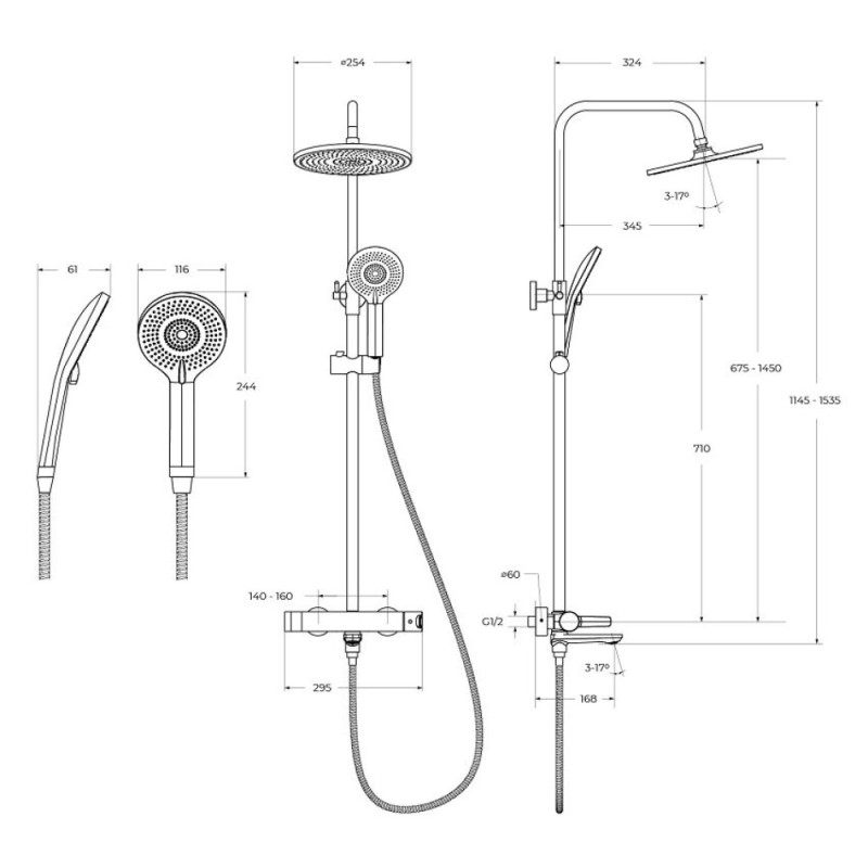 Комплект смесителей Cezares LUX-CVD/LS-01, для ванны и душа, для раковины, хром