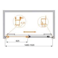 Душевая дверь Cezares Lux-Soft, 150 см, стекло прозрачное, профиль хром, LUX-SOFT-W-BF-1-150-C-Cr-IV