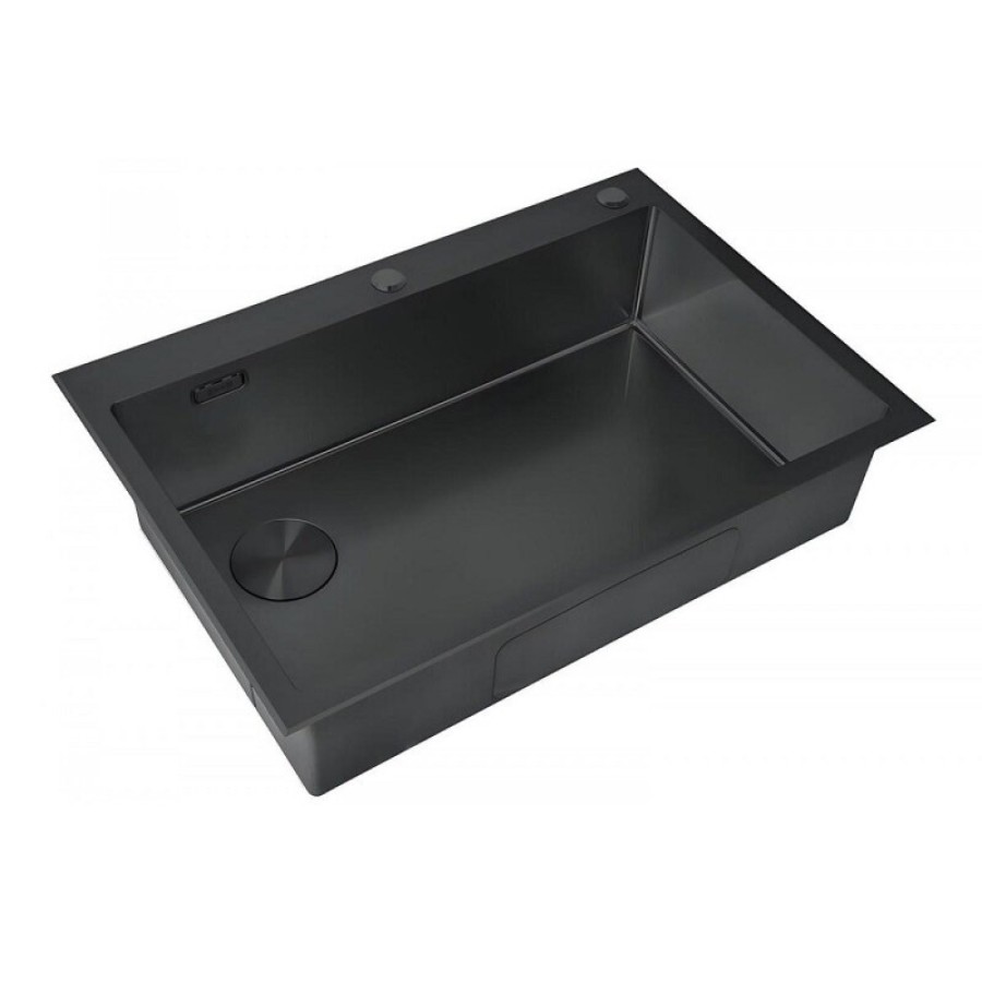Кухонная мойка Zorg LUX 7551-L GRAFIT, 75 см, нержавеющая сталь, PVD, выпуск слева, графит