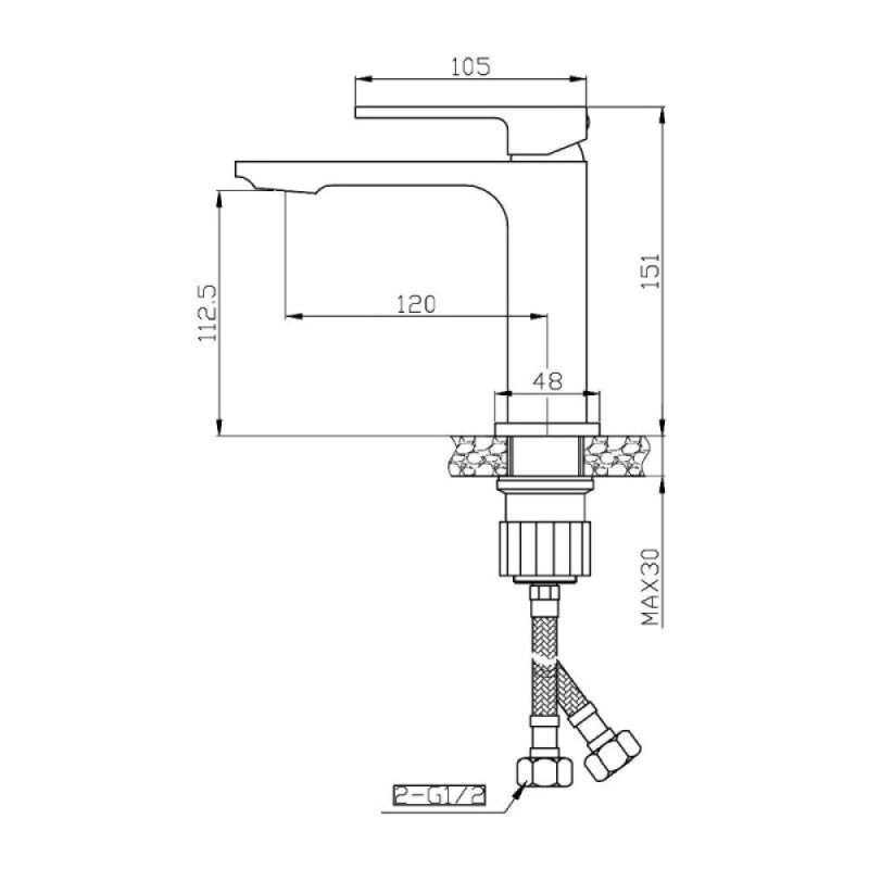 Смеситель Orange Lutz M04-021b для раковины, черный матовый
