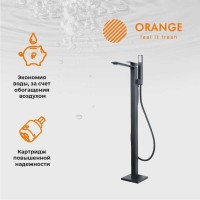 Смеситель Orange Lutz M04-336b для ванны и душа, напольный, черный матовый