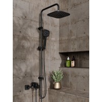 Душевая система Orange Lutz M04-944b с фиксированным изливом, черный матовый