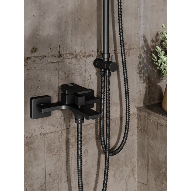 Душевая система Orange Lutz M04-944b с фиксированным изливом, черный матовый