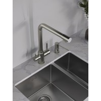 Смеситель Orange Boni M15-008ni для кухонной мойки, с функцией подачи питьевой воды, цвет никель