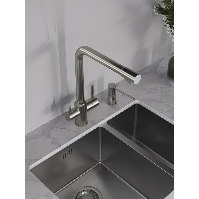 Смеситель Orange Boni M15-008ni для кухонной мойки, с функцией подачи питьевой воды, цвет никель